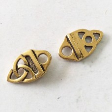 11x19mm TierraCast Celtic Leather Strap Tip Links - Antique 22K Gold Plated - Pack of 2