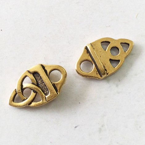11x19mm TierraCast Celtic Leather Strap Tip Links - Antique 22K Gold Plated - Pack of 2