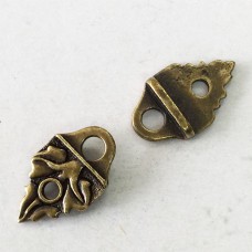 11x19mm TierraCast Leaf Leather Strap Tip Links - Brass Oxide Plated - Pack of 2