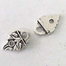 11x19mm TierraCast Leaf Leather Strap Tip Links - Antique Fine Silver Plated - Pack of 2