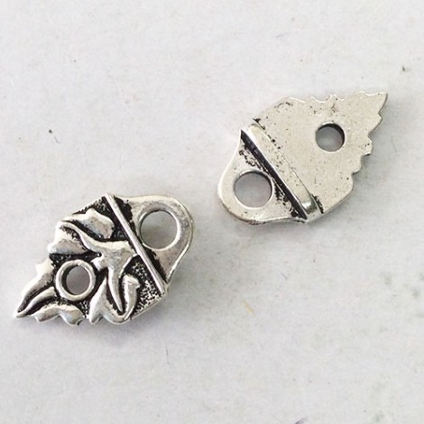 11x19mm TierraCast Leaf Leather Strap Tip Links - Antique Fine Silver Plated - Pack of 2 11x19mm TierraCast Leaf Leather Strap Tip Links - Antique Fine Silver Plated - Pack of 2
