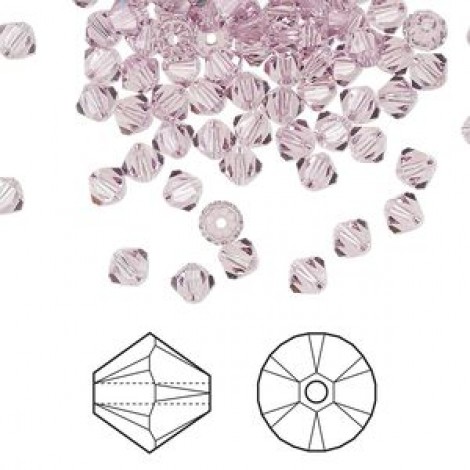 2.5mm Swarovski Crystal Bicones - Light Amethyst - Pack of 10