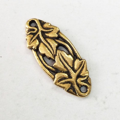 34x13mm TierraCast Leaf Focal Centrepieces - Antique 22K Gold Plated - Pack of 2 34x13mm TierraCast Leaf Focal Centrepieces - Antique 22K Gold Plated - Pack of 2