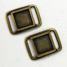 18x24mm TierraCast Focal Link for 10mm Leather Strap - Brass Oxide - Pack of 2