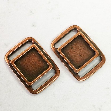 18x24mm TierraCast Focal Link for 10mm Leather Strap - Antique Copper - Pack of 2 18x24mm TierraCast Focal Link for 10mm Leather Strap - Antique Copper - Pack of 2