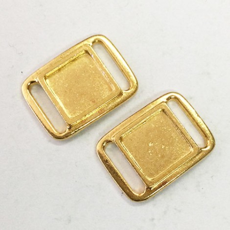 18x24mm TierraCast Focal Link for 10mm Leather Strap - 22K Gold Plated - Pack of 2