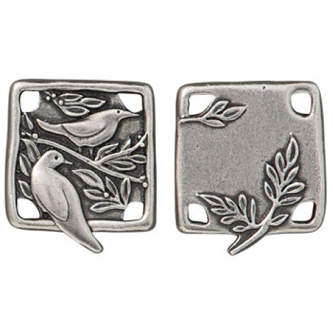 21x18.5mm TierraCast Botanical Birds Link - Antique Pewter - Each