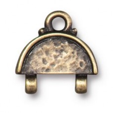 14x15mm TierraCast Hammertone Stitch-in Link Endings - Rhodium Silver Plated - Pack of 2