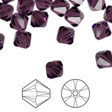 5mm Swarovski Crystal Bicones - Amethyst - Pack of 10