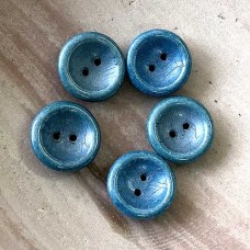 Czech 2-Hole Cup Buttons - White Baby Blue Luster - Pack of 5