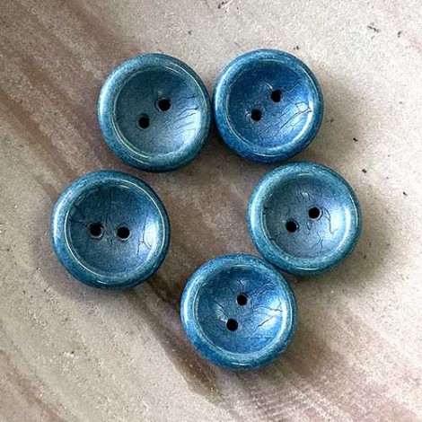 Czech 2-Hole Cup Buttons - White Baby Blue Luster - Pack of 5 Czech 2-Hole Cup Buttons - White Baby Blue Luster - Pack of 5