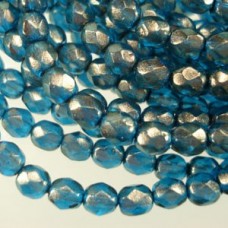4mm Czech Firepolish Beads - Halo Azurite - Pack of 50