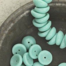 8mm Czech 2-Hole Piggy Beads - Turquoise- Pack of 50
