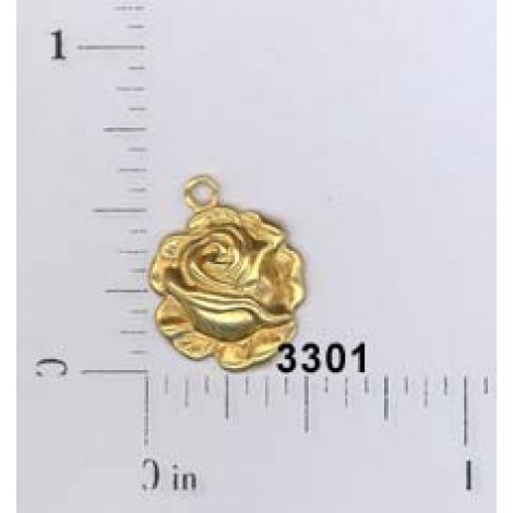 12mm Rose Flower Brass Charm