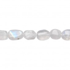 8x6-12x6mm Rainbow Moonstone Handcut Flat Oval Beads - strand