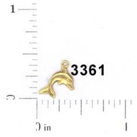7mm Tiny Dolphin Raw Brass Charm - Right