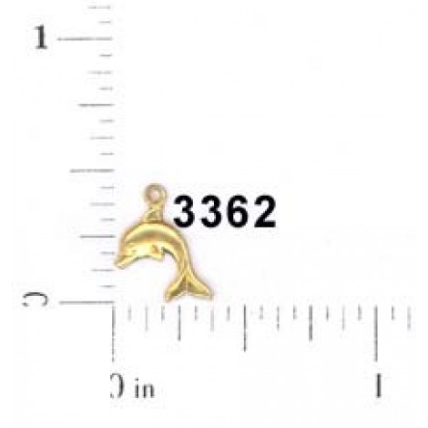 7mm Tiny Dolphin Raw Brass Charm - Left