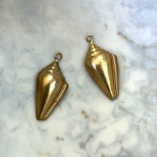 22mm Smooth Cone Shell Brass Charm - Pack of 4