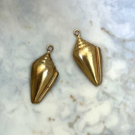 22mm Smooth Cone Shell Brass Charm - Pack of 4