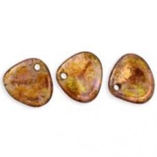 8x7mm Czech Glass Rose Petals - Crystal Bronze Picasso - Pack of 20