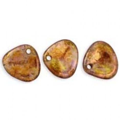 8x7mm Czech Glass Rose Petals - Crystal Bronze Picasso - Pack of 20