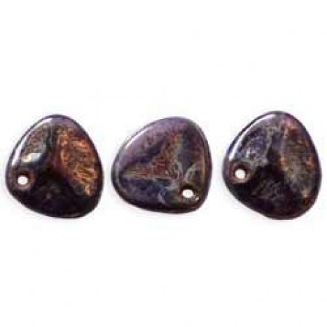 8x7mm Czech Rose Petals -Tanzanite Bronze Picasso - Pack of 20