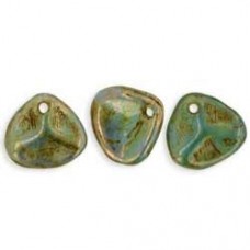 8x7mm Czech Rose Petals - Milky Peridot-Bronze Picasso - Pack of 20