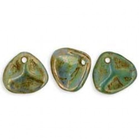 8x7mm Czech Rose Petals - Milky Peridot-Bronze Picasso - Pack of 20 8x7mm Czech Rose Petals - Milky Peridot-Bronze Picasso - Pack of 20
