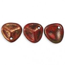 8x7mm Czech Rose Petals - Opaque Red-Bronze Picasso - Pack of 25
