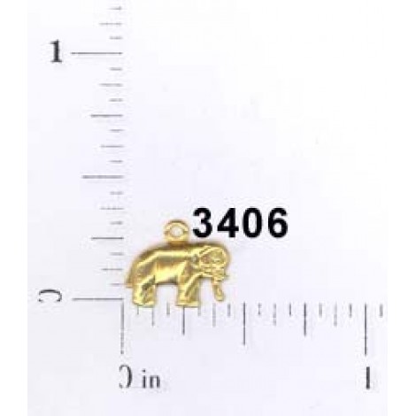 8mm Tiny Elephant Brass charm (left)