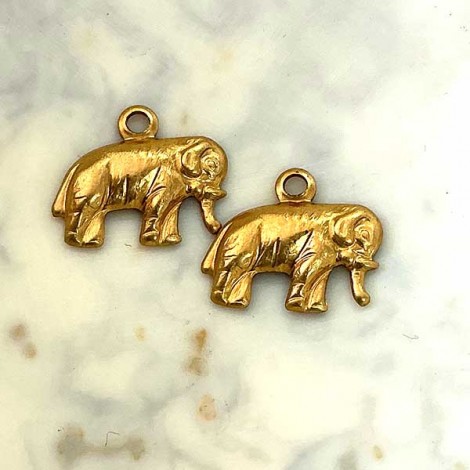 8mm Tiny Elephant Brass charm (left) - Pack of 19