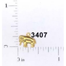 8mm Tiny Elephant Brass Charm (right) - Pack of 10