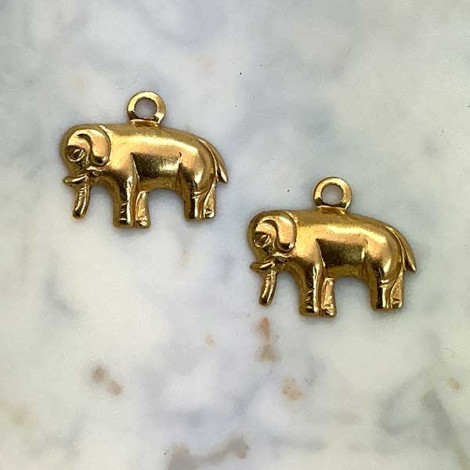 8mm Tiny Elephant Brass Charm (right) - Pack of 10