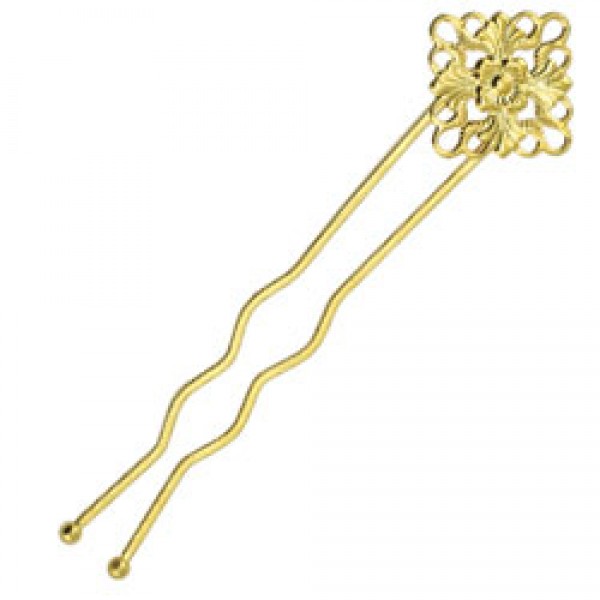 Victorian Filigree Nickel Free Gold Plated Hair Pin Hair