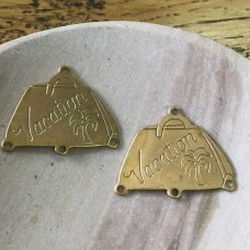 23x13mm Vacation Case Raw Brass Charm - Pack of 4