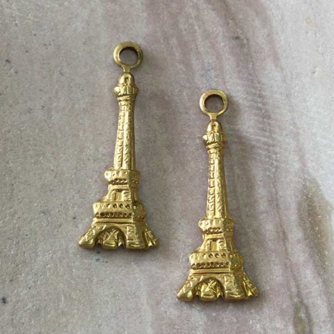 22mm Eiffel Tower Raw Brass Charms - Pack of 2