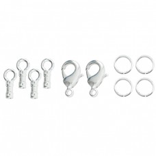 Beadalon Loop Cord End Crimp & Clasp Sets - 1mm ID - Silver Plated