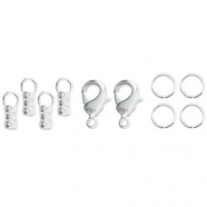 Beadalon Loop Cord End Crimp & Clasp Sets - 2mm ID - Silver Plated (2 sets in each pack)