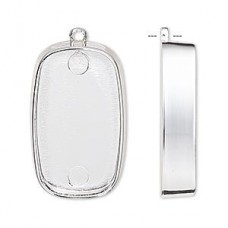 30x18mm Rectangle Deep Gold Plated Bezel Pendant - Each