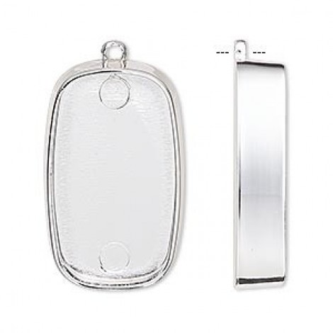 30x18mm Rectangle Deep Gold Plated Bezel Pendant - Each 30x18mm Rectangle Deep Gold Plated Bezel Pendant - Each