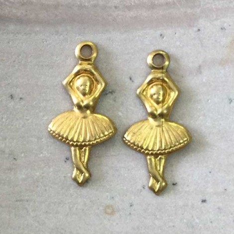 17mm Ballerina Raw Brass Charm - Pack of 10