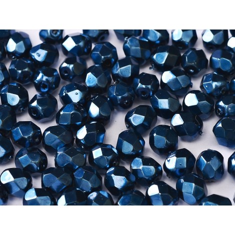 3mm Czech Firepolish Beads - Jet Heavy Metal Navy Blue - Pack of 50