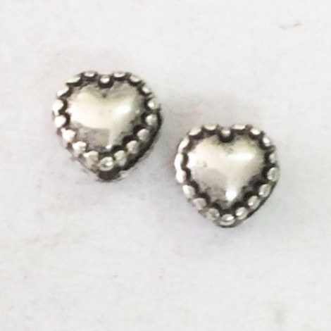 Metallized Heart 5mm Spacer Beads - Antique Silver - Pack of 100