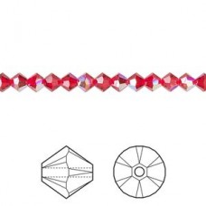 4mm Swarovski 5328 Faceted Bicones - Light Siam AB - Pack of 10