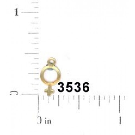 11mm Tiny Female Symbol Raw Brass Drop