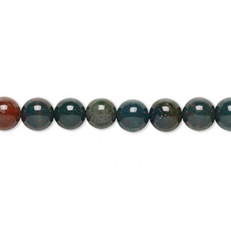 6mm Indian Bloodstone Round Gemstone Beads - Strand