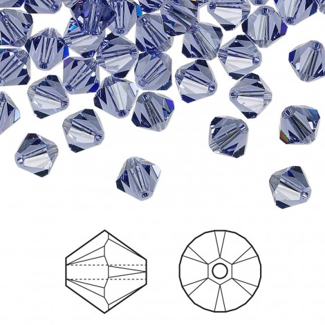 6mm Swarovski Crystal Bicones - Tanzanite - Pack of 10