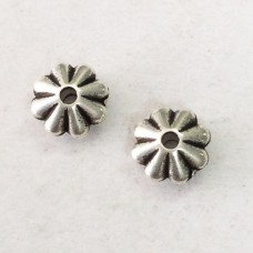 Metallic Top Drilled Daisy 5mm Spacer Beads - Antique Silver - Pack of 100