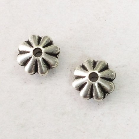 Metallic Top Drilled Daisy 5mm Spacer Beads - Antique Silver - Pack of 100