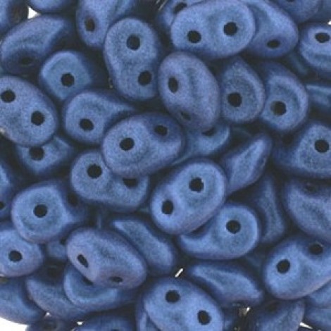 5mm SuperDuo 2-Hole Beads - Metallic Suede Blue - 22.5gm